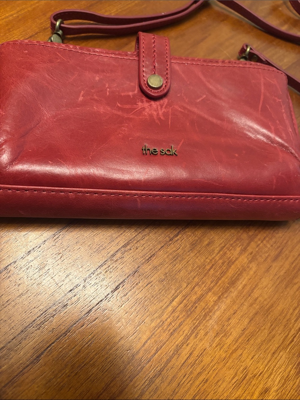 The Sak Red Leather Crossbody Wallet Purse - Picture 4 of 4